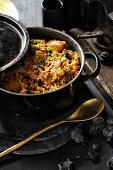Paella with chicken, rabbit and wild boar
