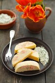 Salmon terrine with cress sauce