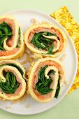 Omelette with spinach and salmon for Easter