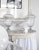 Glass bonbonniere jars on Rococo console table