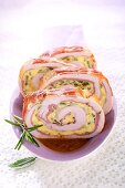 Rolled turkey filled with egg and ham