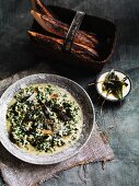 Green risotto with Piave vecchio and sage