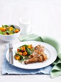 Herb roasted chicken with pumpkin salad