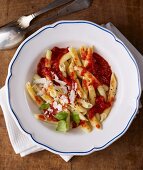 Fusilli with tomato sauce