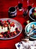 Pistachio ice cream with red berries