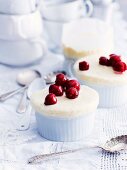 Iced vanilla souffle with brandy cherries