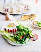 Raw vegetables with a tahini dip