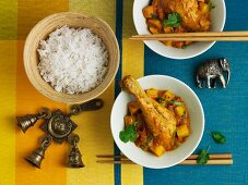 Chicken curry with rice (India)