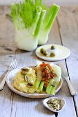 Fennel with olive mashed potato