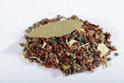 A mix of lentils, dried vegetables, herbs and spices