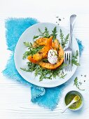 Squash with orange oil and rocket