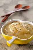 Apple sauce in an apple-shaped dish