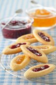 Jam biscuits with red and yellow jam