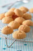 Almond macaroons on a cooling rack