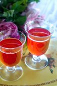 Rose syrup in two glasses