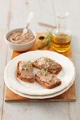 Crostini with chicken liver pate