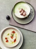 Almond-parsley soup and fish soup (Spain)