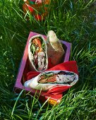 Wraps with Caesar salad for a picnic