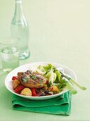 Moroccan-spiced lamb steak with vegetables