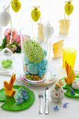 A table laid with Easter decorations