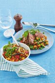 Lamb with chickpea ratatouille