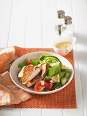 Summer salad with breaded chicken escalope