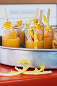 Spiced orange soup with fried prawns