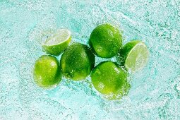 Limes in sparkling water