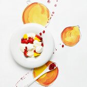 Fresh fruit with meringue and whipped cream