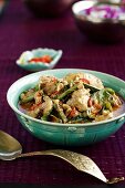 Penang curry with chicken, green beans, chillies and peanuts