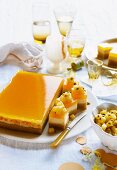 Mandel-Ricotta Kuchen mit Passionsfrucht Gelee