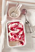Home–made cherry yogurt ice cream