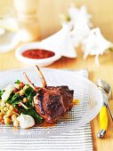 Harissa lamb chops with chickpea salad