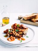 Toast with beans and chorizo