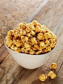 A bowl of caramel popcorn