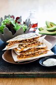 Quesadillas with turkey and olive filling