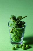 Fresh peas in a glass