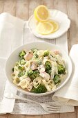 Tagliatelle with salmon, broccoli and a creamy dill sauce