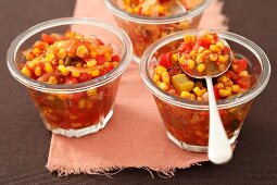 Sweetcorn chutney with peppers and celery