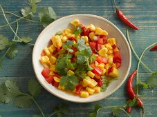 Salsa with sweetcorn, peppers and chilli