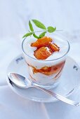 Joghurtcreme mit karamellisierten Aprikosen