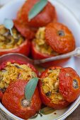 Stuffed tomatoes with rice & mushrooms