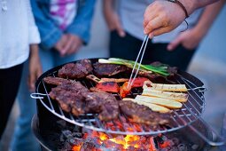 Barbecue with vegetables on barbecue grill