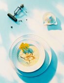 Cream of courgette soup with flower