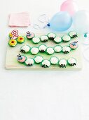 Cupcakes formed to create a caterpillar