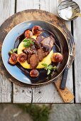 Veal cheeks with polenta