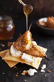 Honey baked pears dukkah with goats cheese
