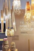 Unusual basketwork lampshades