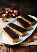 Caramel and nut slices