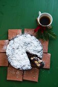 Panforte, one slice cut, for Christmas